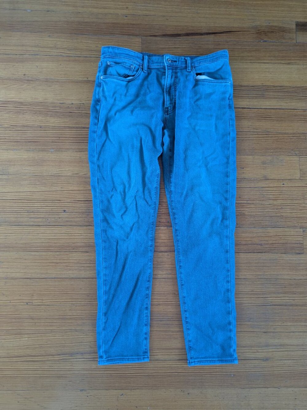 UNIQLO EZY Jeans Mens Slim Fit Tapered Blue Stretch Denim Pants Size M